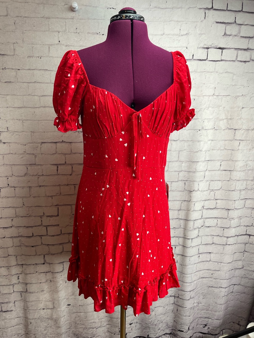 B. Smart mini dress red with white hearts size 9
